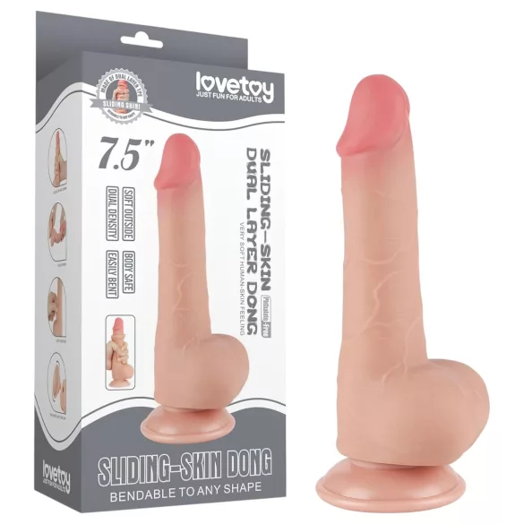 Lovetoy Sliding-Skin - herés kétrétegű dildó - 20cm (natúr)