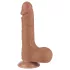 Lovetoy Sliding-Skin - herés kétrétegű dildó - 19,5cm (sötét natúr)
