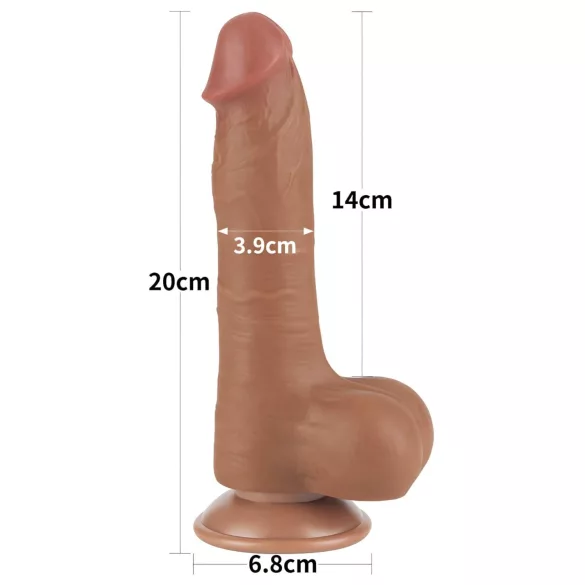 Lovetoy Sliding-Skin - herés kétrétegű dildó - 20,8cm (sötét natúr)