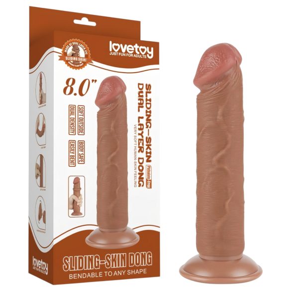 Lovetoy Sliding-Skin - tapadókorongos kétrétegű dildó - 20cm (natúr)