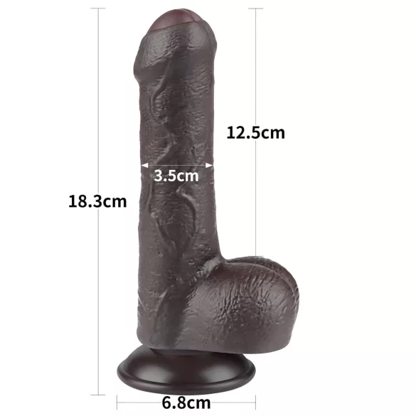Lovetoy Sliding-Skin - herés kétrétegű dildó - 18,3cm (barna)