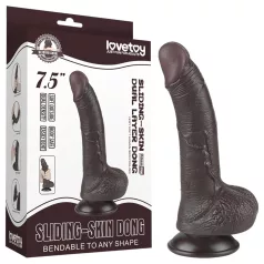   Lovetoy Sliding-Skin - tapadókorongos kétrétegű dildó - 19,5cm (barna)