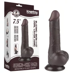   Lovetoy Sliding-Skin - herés kétrétegű dildó - 19,5 cm (barna)