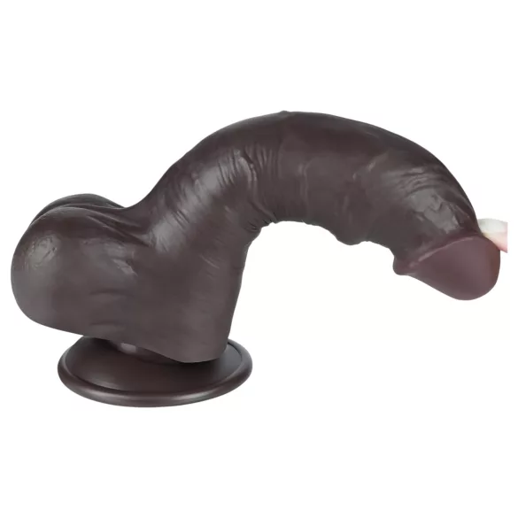 Lovetoy Sliding-Skin - herés kétrétegű dildó - 20cm (barna)