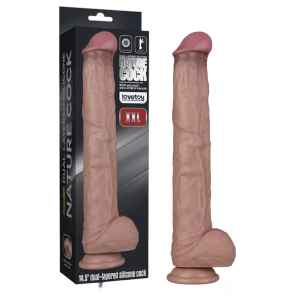 Lovetoy - kétrétegű XXL dildó - 36,5 cm - (natúr)