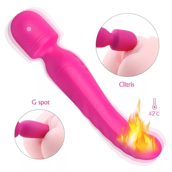Sex HD Iris - 2 motoros melegítő wand masszírozó vibrátor (pink)