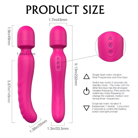 Sex HD Iris - 2 motoros melegítő wand masszírozó vibrátor (pink)