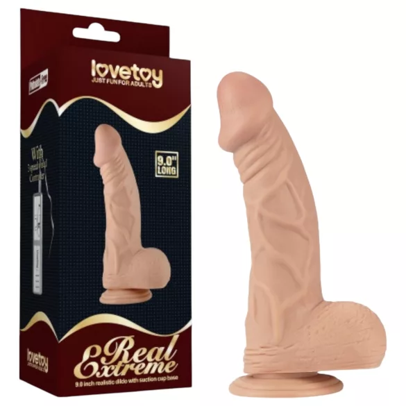 Lovetoy Real Extreme - tapadókorongos dildó - 23 cm (testszínű)