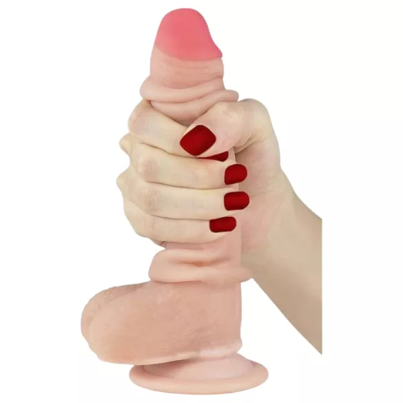 Lovetoy Sliding-Skin - kétrétegű dildó - 18 cm (testszínű)