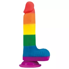   Lovetoy Prider - élethű herés dildó - 20cm (szivárvány)