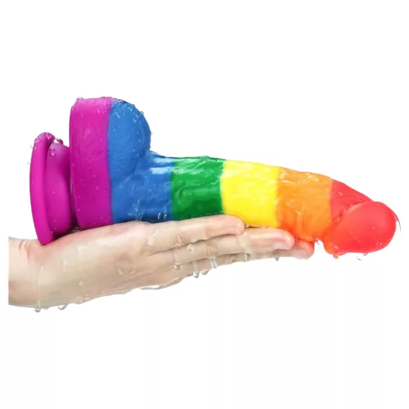 Lovetoy Prider - élethű szilikon dildó - 19cm (szivárvány)