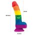 Lovetoy Prider - élethű szilikon dildó - 19cm (szivárvány)