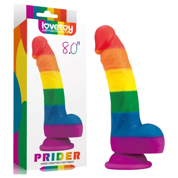Lovetoy Prider - élethű szilikon dildó - 19cm (szivárvány)