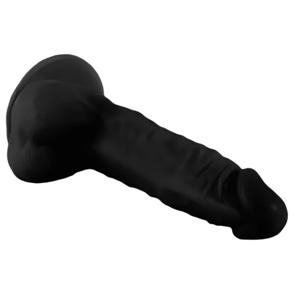 Mr. Rude - tapadókorongos, herés élethű dildó - 19cm (fekete)