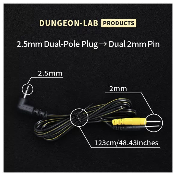 DG-LAB - elektródakábel 2,5 mm-es jackről 2 mm-es tüskékre (fekete)