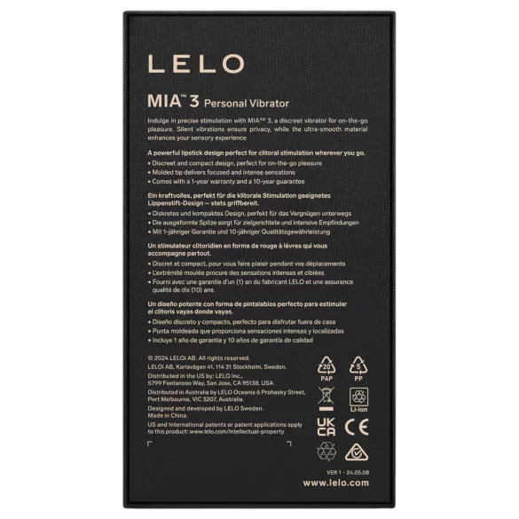 LELO Mia 3 - utazó rúzs vibrátor (fekete)