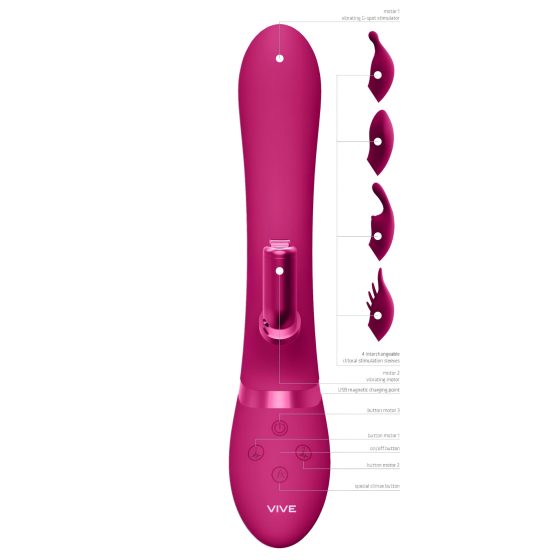 Vive Chou - akkus, cserélhető fejes csiklókaros vibrátor  (pink)