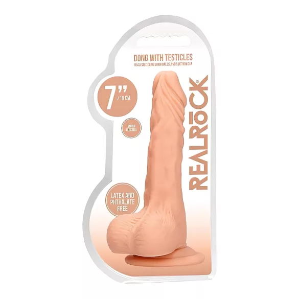 RealRock Dong 7 - élethű, herés dildó (17 cm, testszínű)