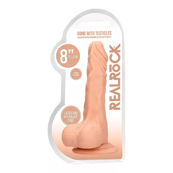 RealRock Dong 8 - élethű, herés dildó (20 cm, testszínű)