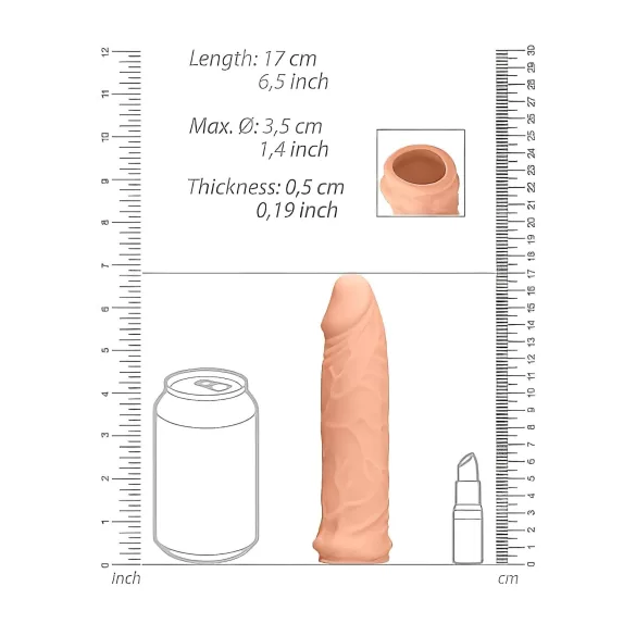RealRock Penis Sleeve 6 - péniszköpeny (17 cm, testszínű)