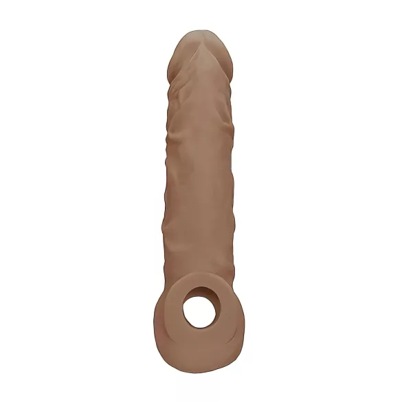 RealRock Penis Sleeve 8 - péniszköpeny (21 cm) - sötét natúr