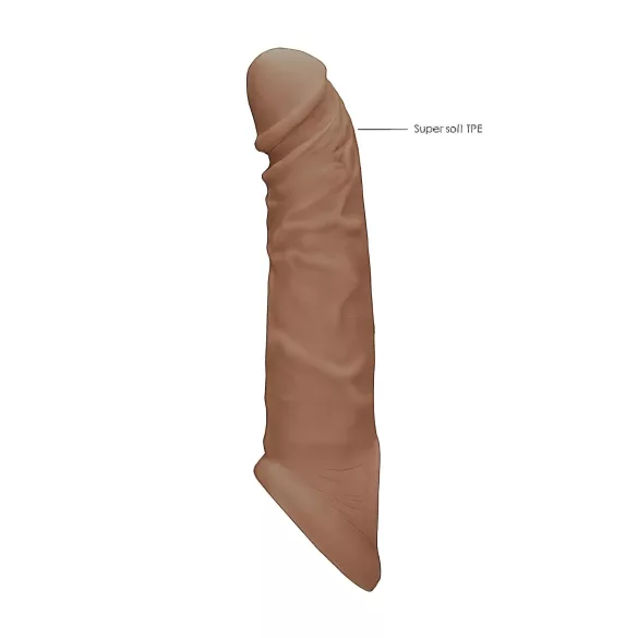 RealRock Penis Sleeve 8 - péniszköpeny (21 cm) - sötét natúr