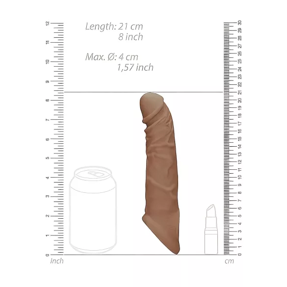 RealRock Penis Sleeve 8 - péniszköpeny (21 cm) - sötét natúr