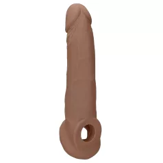   RealRock Penis Sleeve 9 - péniszköpeny (21,5 cm) - sötét natúr