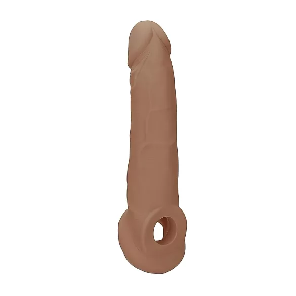 RealRock Penis Sleeve 9 - péniszköpeny (21,5 cm) - sötét natúr