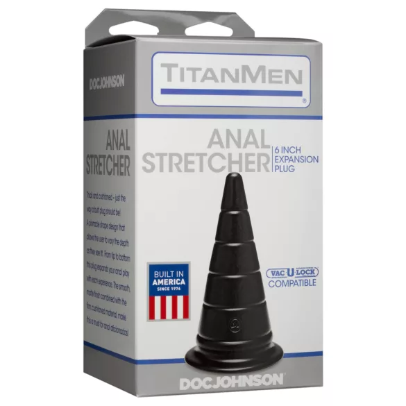 Doc Johnson TitanMen Anal Stretcher - kúpos anál tágító plug (fekete) - 15 cm