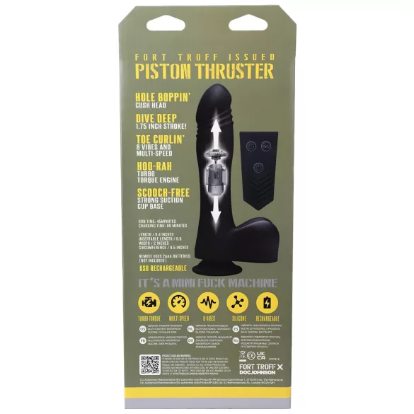 Doc Johnson Mini F-Machine Piston - távirányítós lökő vibrátor (fekete)
