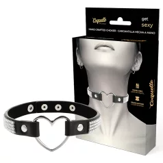 Coquette - strasszos choker szív medállal (fekete)