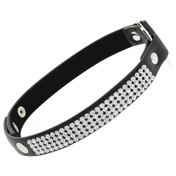 Coquette - strasszos choker szív medállal (fekete)