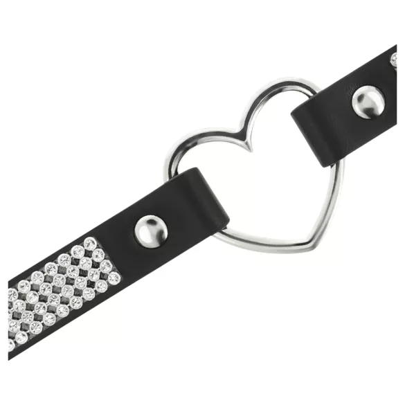 Coquette - strasszos choker szív medállal (fekete)