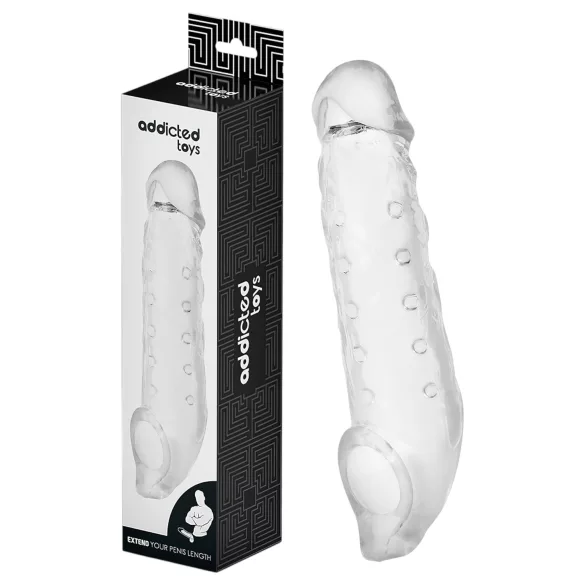 Addicted Toys - péniszköpeny heregyűrűvel - 23 cm (átlátszó)