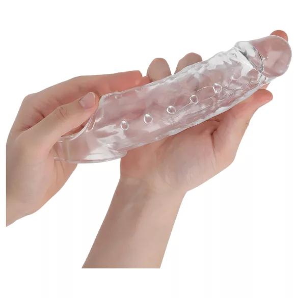Addicted Toys - péniszköpeny heregyűrűvel - 23 cm (átlátszó)