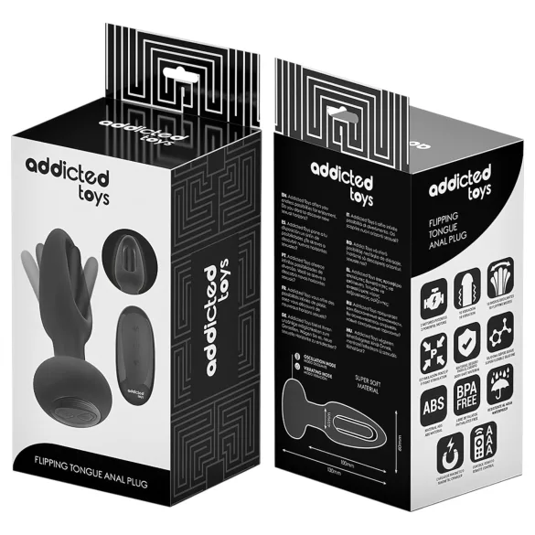 Addicted Toys - mozgó nyelves anál vibrátor férfiaknak (fekete)