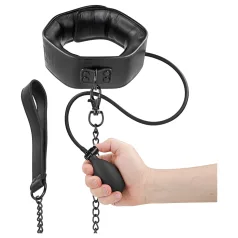   Fetish - felpumpálható nyakörv pórázzal, bondage szett (fekete)