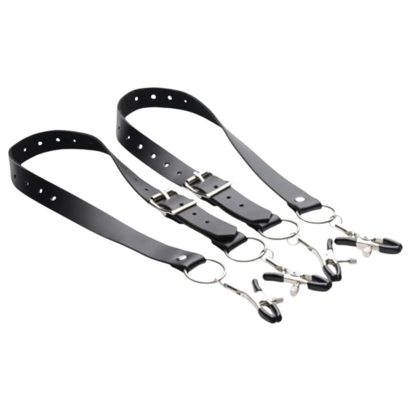 XR Brands - szeméremajak-széthúzó csipeszek (fekete)
