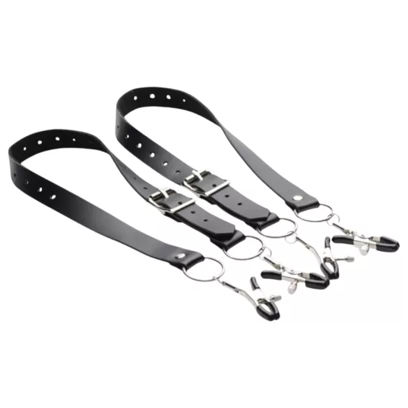 XR Brands - szeméremajak-széthúzó csipeszek (fekete)