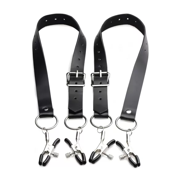 XR Brands - szeméremajak-széthúzó csipeszek (fekete)