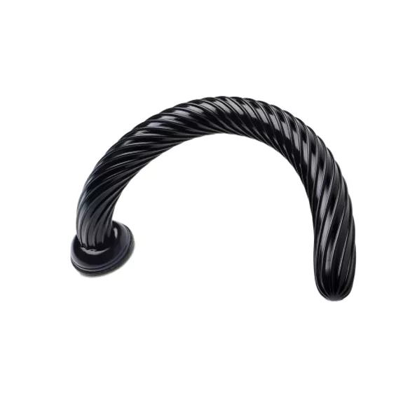 Hosed Spiral Anal Snake 19 - tapadókorongos anál dildó (fekete)