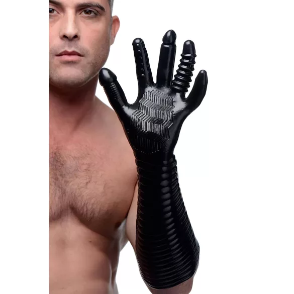 XR Brands - Pleasure Fister - textúrált öklöző kesztyű (fekete)