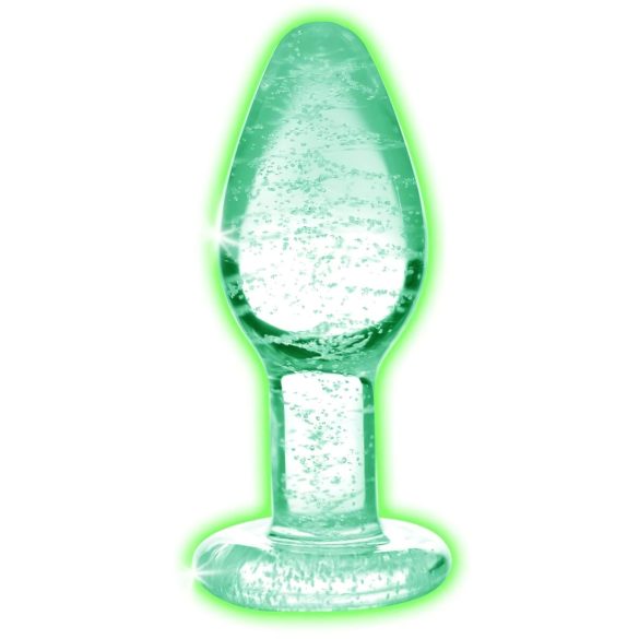 Booty Sparks Glow in the Dark S - üveg anál plug (átlátszó)