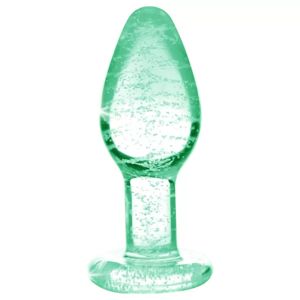 Booty Sparks Glow in the Dark S - üveg anál plug (átlátszó)