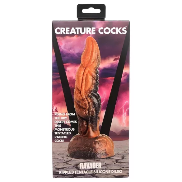 Creature Cocks Ravager - textúrált szilikon dildó - 20cm (narancs)