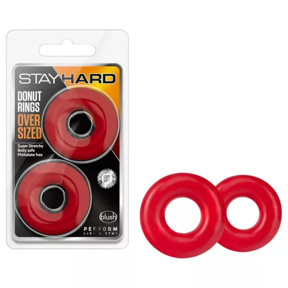 Stay Hard Donuts - péniszgyűrű szett (piros)