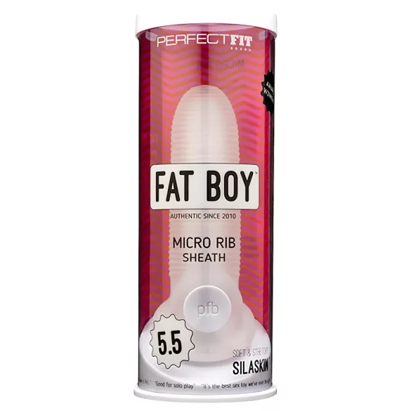 Fat Boy Micro Ribbed - péniszköpeny (15cm) - fehér