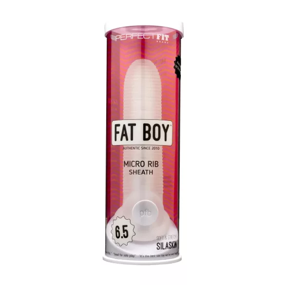 Fat Boy Micro Ribbed - péniszköpeny (17cm) - fehér