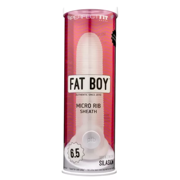 Perfect Fit - Fat Boy Micro Ribbed - péniszköpeny (17 cm, fehér)